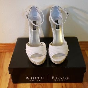 White/silver esperella heeled sandals